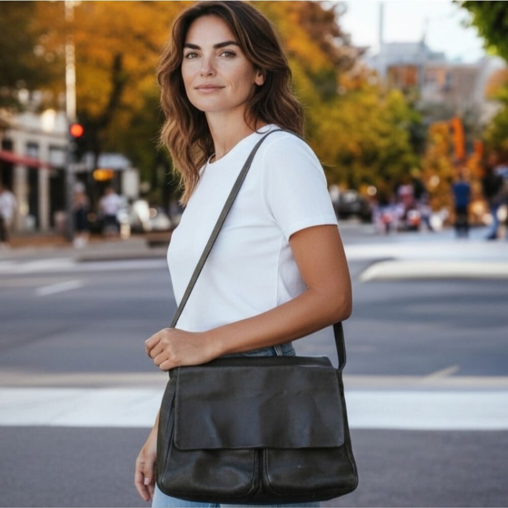Vintage Authentic Marco Buggiani Italy Black Leather Shoulder Bag Purse - Picture 3 of 15